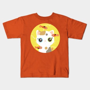 Chubby Cat And Fishes Kids T-Shirt